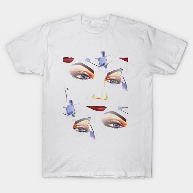 Watercolor Illustration with Feminine Elegant Eyes T-Shirt by Nisuris Art